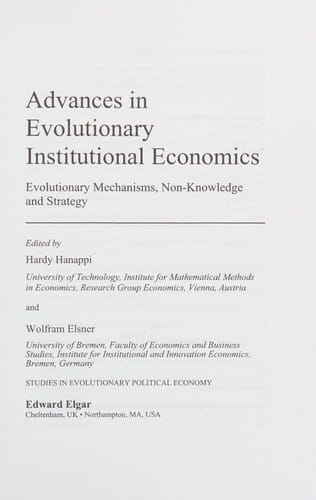 Advances in evolutionary institutional economics