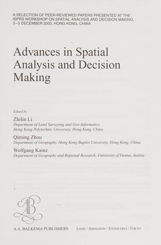 Advances in spatial analysis and decision making