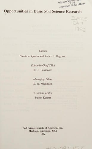 Opportunities in basic soil science research