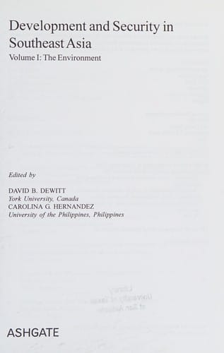 Development and security in Southeast Asia