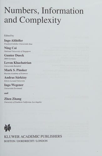 Numbers, information, and complexity