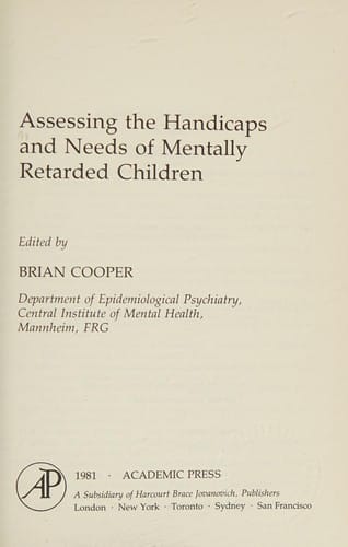 Assessing the Handicaps and Needs of Mentally Retarded Children