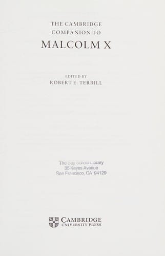 The Cambridge companion to Malcolm X