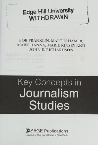 Key concepts in journalism studies