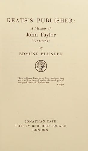 Keats's publisher