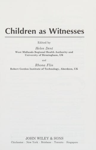 Children as witnesses