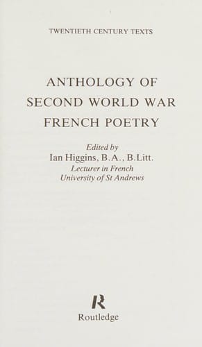 Anthology of Second World War French poetry