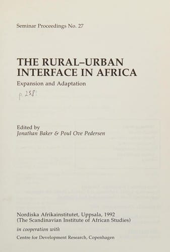 The Rural-urban interface in Africa