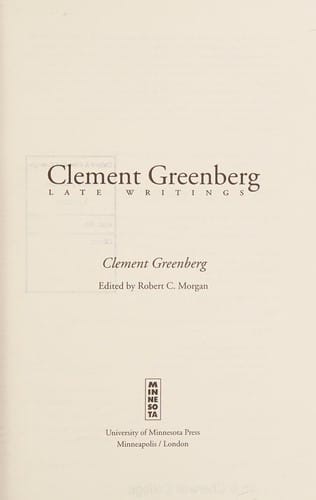 Clement Greenberg, late writings