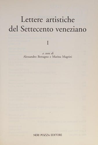 Lettere artistiche del Settecento veneziano