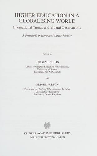 Higher education in a globalising world