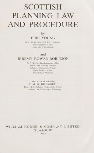 Scottish planning law and procedure