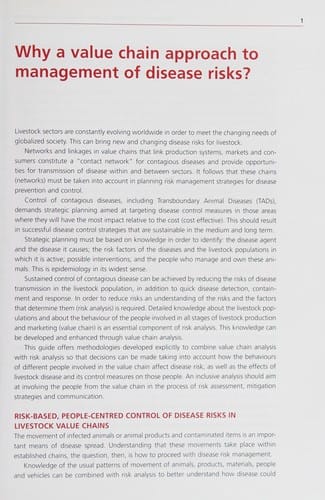 A value chain approach to animal diseases risk management