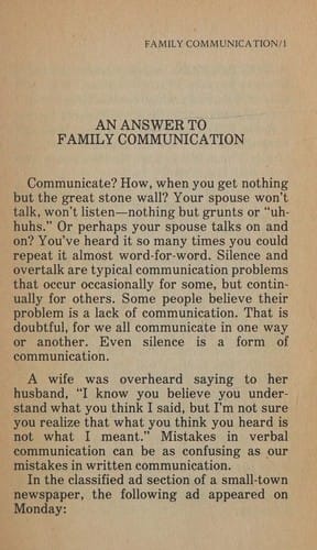 An answer to family communication