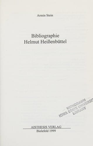 Bibliographie Helmut Heißenbüttel