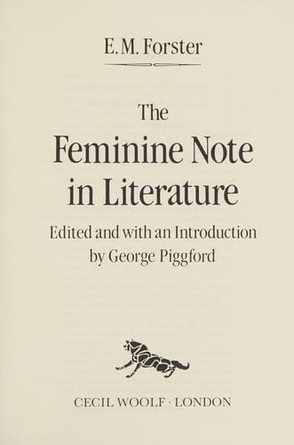 The feminine note in literature