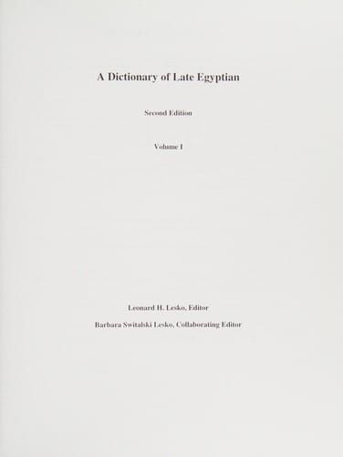 A dictionary of Late Egyptian