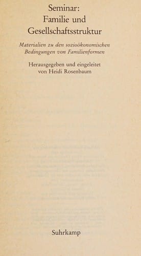 Seminar Familie und Gesellschaftsstruktur