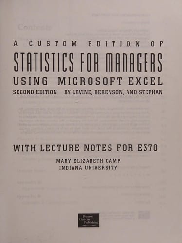 A custom edition of Statistics for managers using Microsoft Excel
