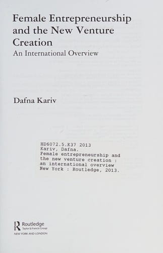 Female entrepreneurship and the new venture creation