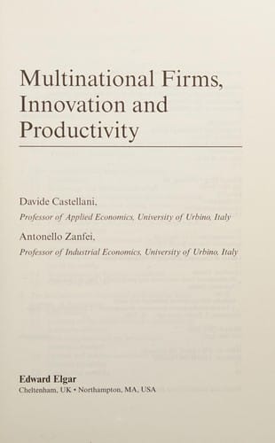 MULTINATIONAL FIRMS, INNOVATION AND PRODUCTIVITY
