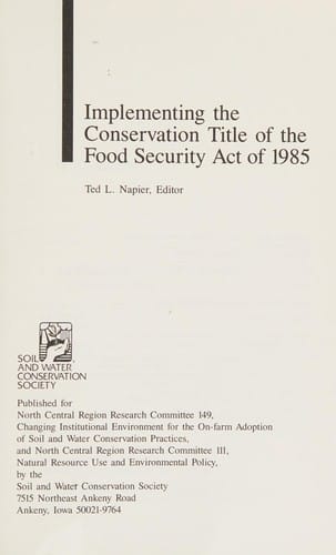 Implementing the Conservation Title of the Food Security Act of 1985