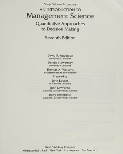 Study guide to accompany an introduction to management science