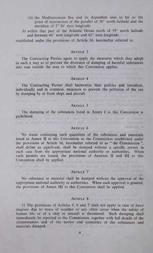 Convention for the prevention of marine pollution by dumping from ships and aircraft