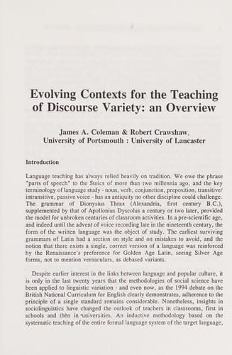 Discourse variety in contemporary French