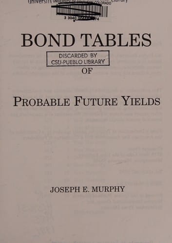 Bond tables of probable future yields