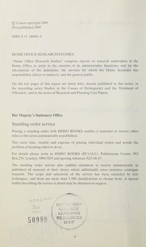 The British Crime Survey 1988 (Home Office Research Study)
