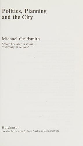 Politics, planning and the city