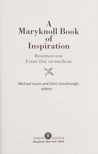 A Maryknoll book of inspiration