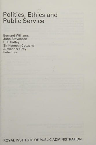 Politics, ethics and public service