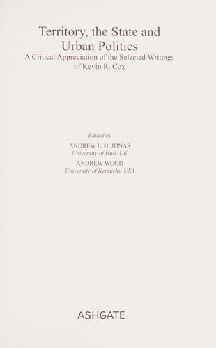 Territory, the state, and urban politics