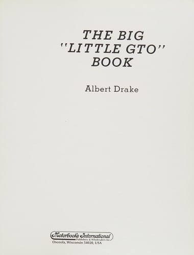 The big "Little GTO" book