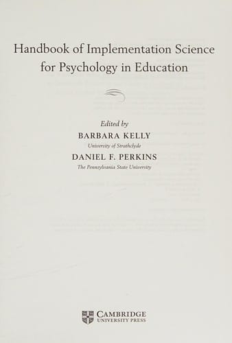 Handbook of implementation science for psychology in education