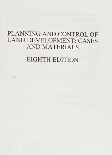 Planning and control of land development
