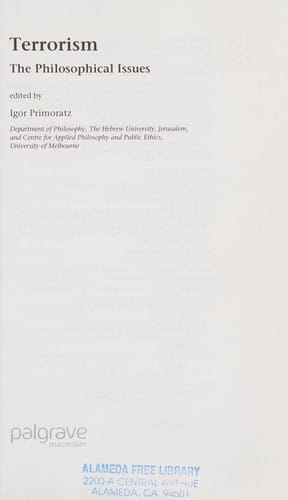 TERRORISM: THE PHILOSOPHICAL ISSUES; ED. BY IGOR PRIMORATZ