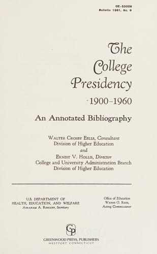 The college presidency, 1900-1960
