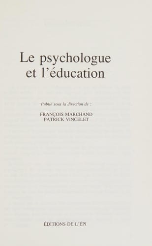 Le Psychologue et l'éducation