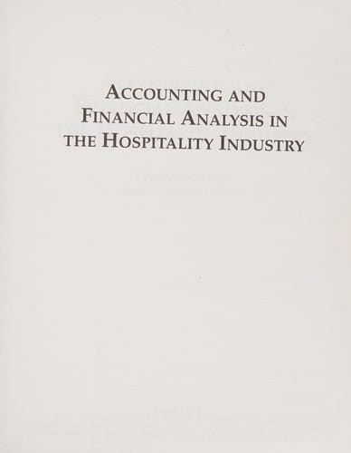 Accounting and financial analysis in the hospitality industry