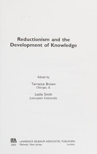 Reductionism and the development of knowledge