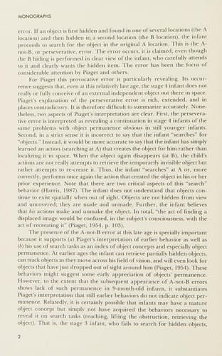 Infant search and object permanence