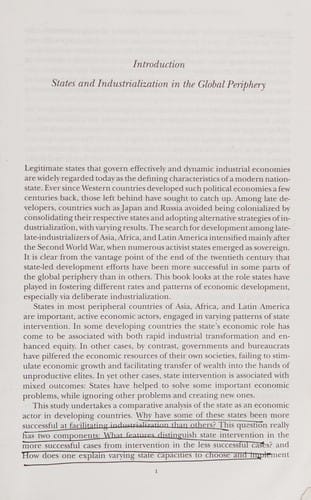 STATE DIRECTED DEVELOPMENT: POLITICAL POWER AND INDUSTRIALIZATION IN THE GLOBAL PERIPHERY