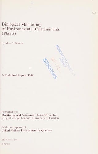 Biological monitoring of environmental contaminants (plants)
