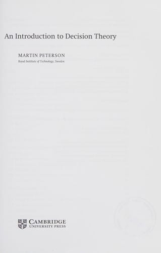 An introduction to decision theory