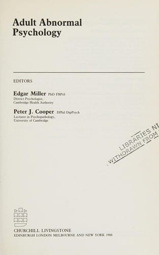 Adult abnormal psychology