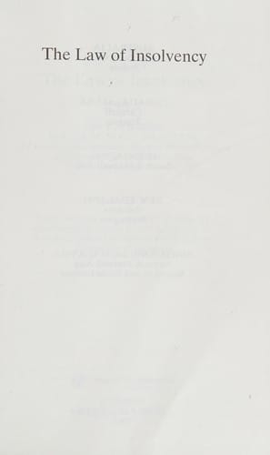 The Law of Insolvency (Sweet & Maxwell's Insolvency Library)