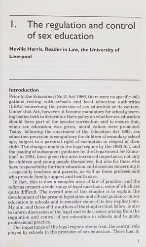 Children, sex education and the law